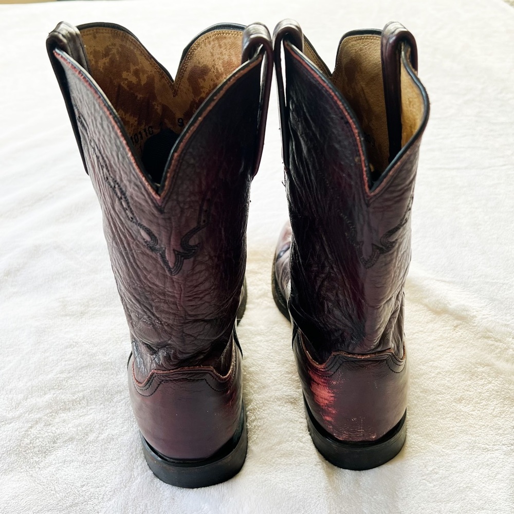 Lucchese Men’s Black Cherry Lonestar Calfskin Roper Cowboy Boots - Picture 8 of 14